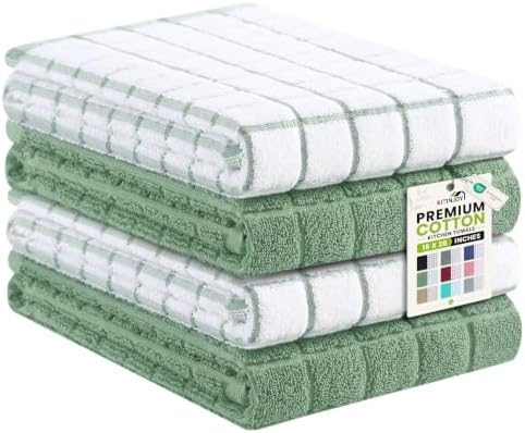 Kitinjoy Premium Kitchen Towels, Large 100% Cotton Terry 390 GSM Kitchen Hand by Kitinjoy