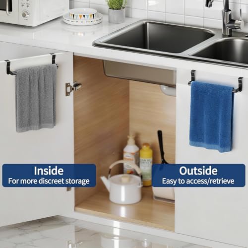 STWWO 2 Pack Over Cabinet Doors Towel Holder Rack Bars - Image 6