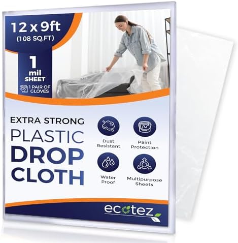 1 Pack 12 x 9 ft Extra Large Plastic Drop Cloth by Ecotez