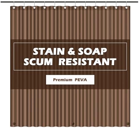 EHZNZIE Brown Shower Curtain Liner 72x72, PEVA Waterproof Bath Curtain by EHZNZIE