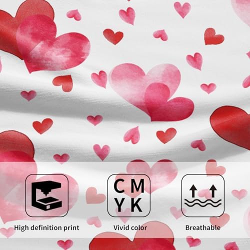 Red Love Heart Bath Hand Towels 2 Packs Happy Valentine's Day Soft Absorbent - Image 3