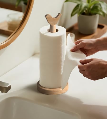 KitchLife Cute Wooden Paper Towel Holder Countertop - Image 7