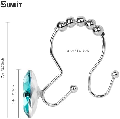 Sunlit Luxury Design Round Teal Blue Diamond Crystal Gem Bling - Image 2