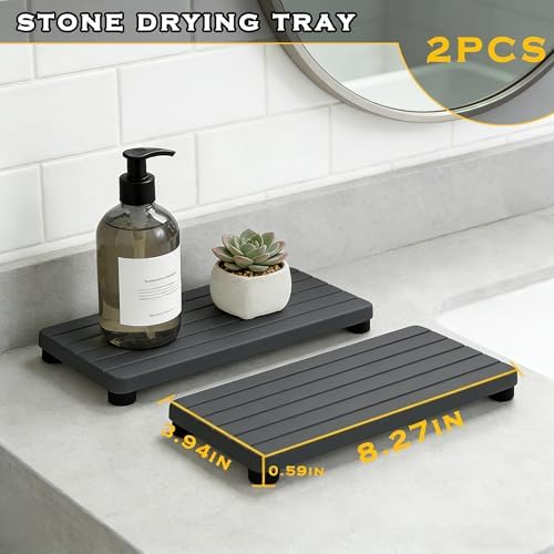 2PCS Stone Drying Tray, Water Absorbing Stone Tray - Image 7