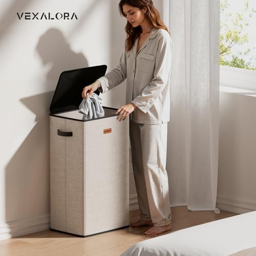 100L Laundry Hamper with Lid, Large Clothes Hampers with Removable Bag - Image 2