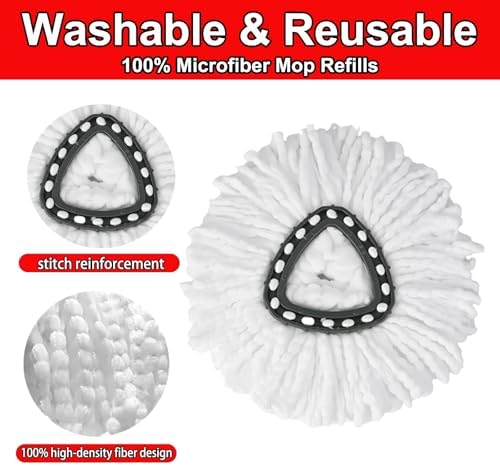 10PCS Spin Mop Replacement, 100% Microfiber, Machine Washable, 360° Rotation - Image 3