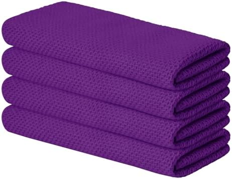 Artoid Mode 100% Cotton Purple Waffle Weave Kitchen Dish Cloths, 13x28 Inch by ArtoidMode