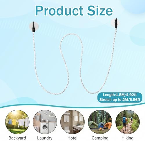 2 Pcs Travel Clothes Line, Portable Clothesline - Image 2
