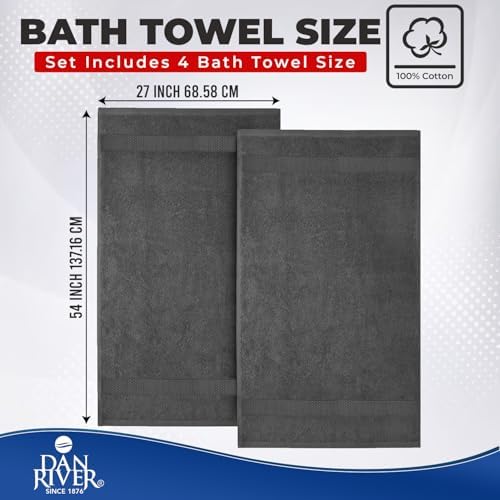 DAN RIVER 600 GSM Cotton Large Bath Towels Set of 4, 27 x 54 Inches - Image 2