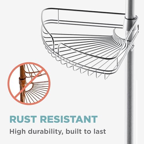 Zenna Home Tension Pole Shower Caddy Corner Organizer, Adjustable Standing - Image 5