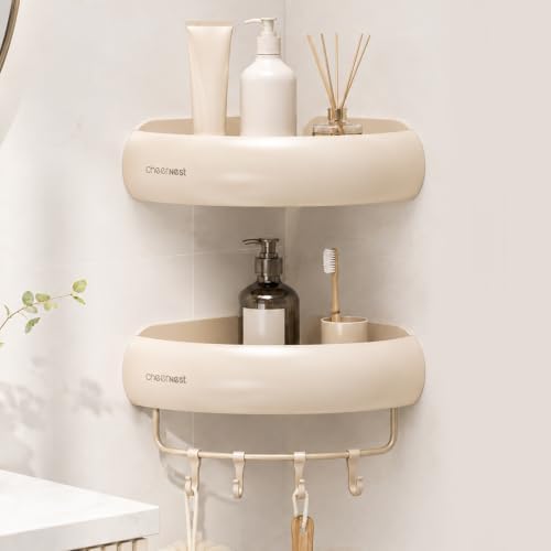 Corner Shower Caddy Adhesive, No Drilling Shower Organizer Shelf by CheerNest