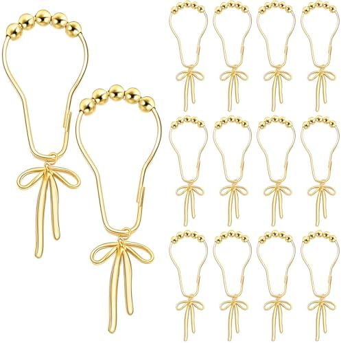 Maxdot 12 Pcs Gold Bow Knot Shower Curtain Hooks, Rustproof Metal Rings by Maxdot