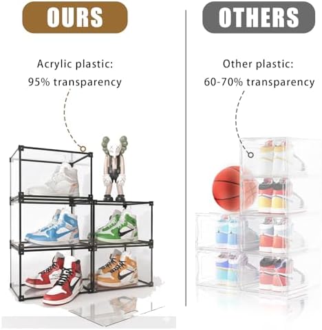 Magnetic Side Open Transparent Plastic Storage Shoe Box Clear Shoe Display Case - Image 6