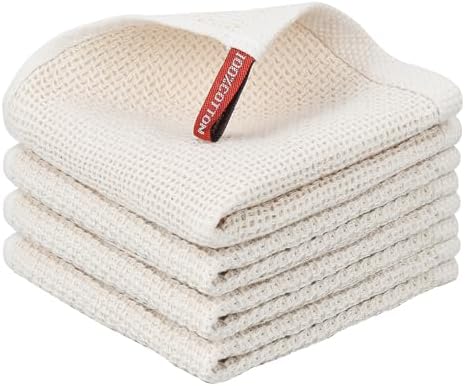 Nialnant 100% Cotton Cleaning Cloth, 4 Pack Waffle Weave Cleaning Towels by Nialnant