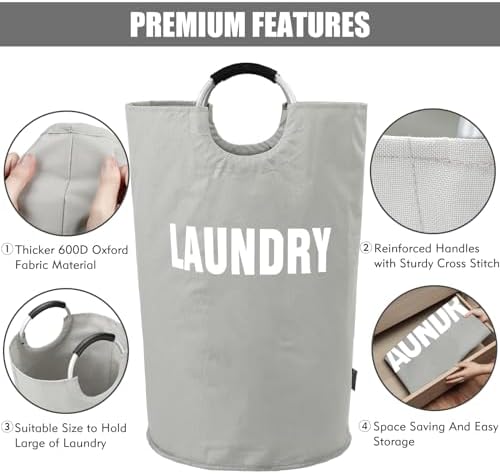 DOKEHOM 160L XX-Large Laundry Basket Bag, Collapsible Tall Hamper - Image 6