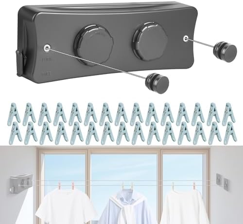 17Ft Retractable Clothesline Indoor/Outdoor, Comes by Unknown