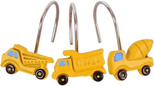 12-Piece Truck Construction Tractor Shower Curtain Hooks by CTOHN