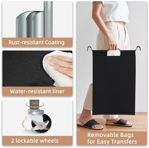STORAGE MANIAC 5 Section Laundry Sorter, 5 Bins Rolling Separator Laundry Basket - Image 3