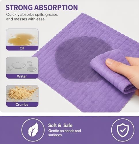 Multipurpose Reusable Tear-Off Cleaning Cloth Roll, 40 Pack Ribbed Microfiber - Image 4