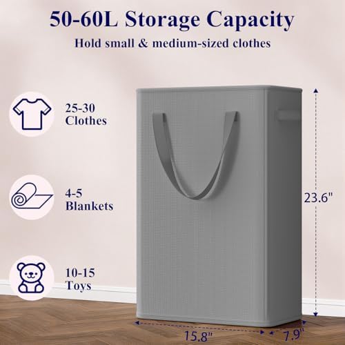 Optish 50L Slim Laundry Hamper, Small Laundry Hamper - Image 3