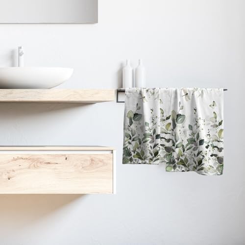 Green Eucalyptus Leaves Hand Towels Spring Sage Green Botanical Fingertip Towel - Image 6