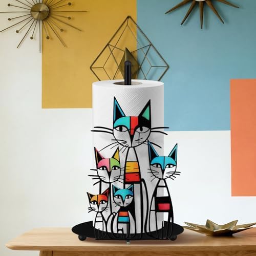 Mid Century Cat Paper Towel Holder Black Metal Paper Towel Holder Retro by Yiyiring