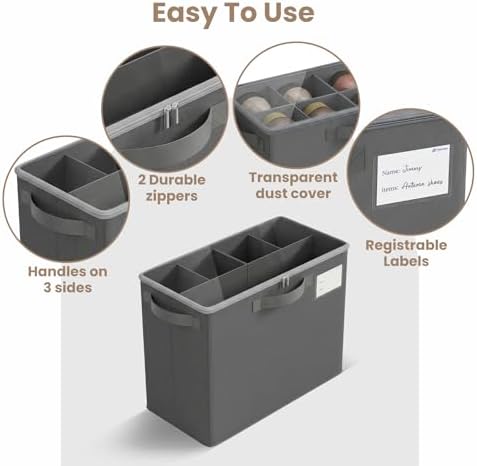 Varhomax Shoe Organizer Box for Closet, Small Fabric Storage Basket 2 Pack - Image 6