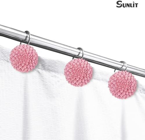 Sunlit Decorative Floral Shower Curtain Hooks, Dahlia Pinnata Flower Shower - Image 5