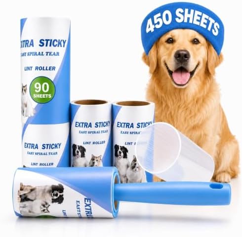 Pet Hair Remover Roller, Extra Sticky, 5 Rolls 450 Sheets, Dust Cover by Unknown