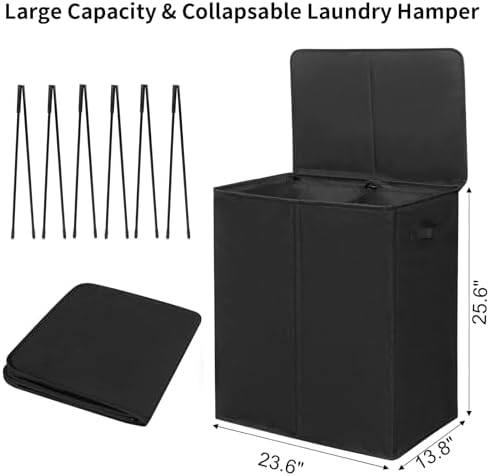 WOWLIVE 140L Double Laundry Hamper 2 Section - Image 3