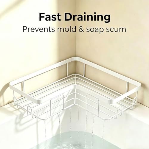 Shower Caddy 2 Pack, No Drilling Adhesive Bathroom Organizer Shelf Rack - Image 7
