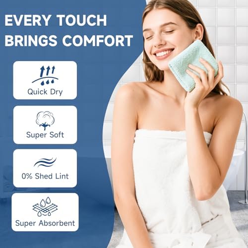 Coral Velvet Grayish Blue Washcloths 12 Pack, Highly Absorbent and Soft - Image 2