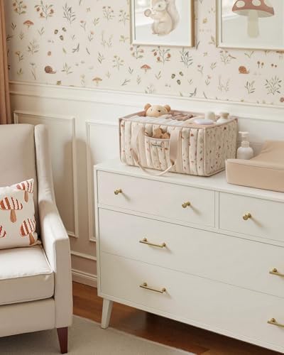 Blissful Diary Diaper Caddy Organizer, Storage Basket, Woodland Cream - Image 5