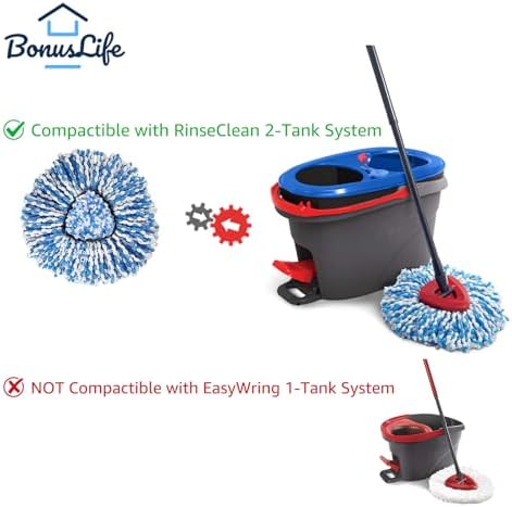 2-Tank Mop Heads Replacements for O-Ceda RinseClean Dual System, Microfiber - Image 2