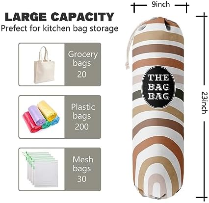 Boho Pattern Grocery Bags Holder and Organizer, Wall Mount Plastic Bags Storage - Image 2