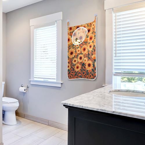 Orange Sunflowers and Poppy Flowers Door Hanging Laundry Hamper Bag - Image 7