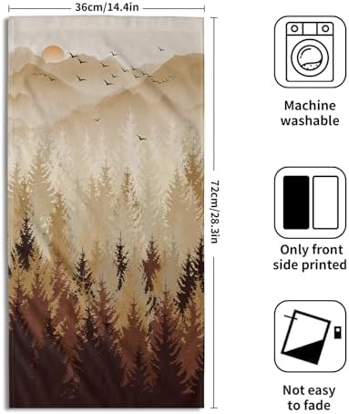 Brown Yellow Misty Forest Hand Towels Set of 2 Fall Mountain Woodland - Image 2