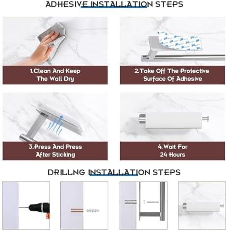 ASTOFLI Paper Towel Holder Under Cabinet No Drilling, Self Adhesive Paper Towel - Image 5