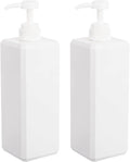 Plastic Pump Bottle Refillable Lotion Soap Dispenser 32oz White 2 Pack | Sturdy by JiatuA