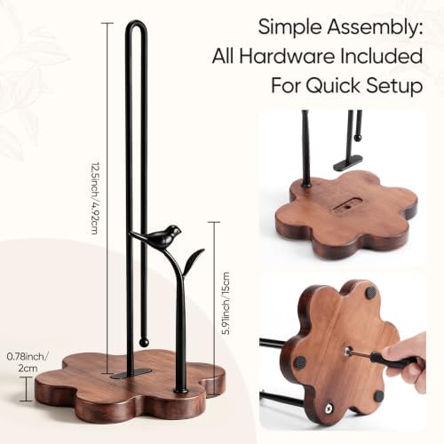Wooden Paper Towel Holder Countertop, Whimsical Bird‑Leaf Accent - Image 7
