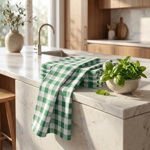 Urban Villa Kitchen Towels Cotton Dish Towels 20”x30” Hunter Wht - Image 2
