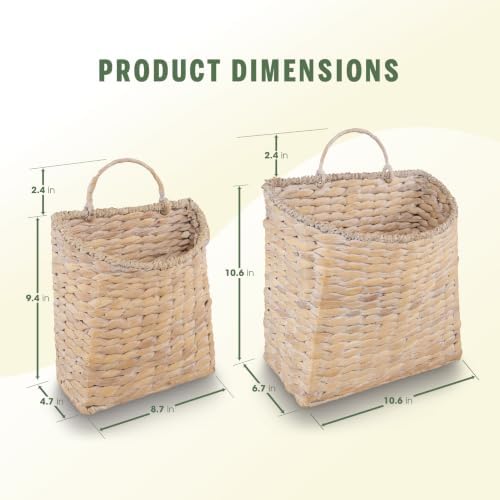 84ECO Set of 2 White Wicker Hanging Baskets - Image 7