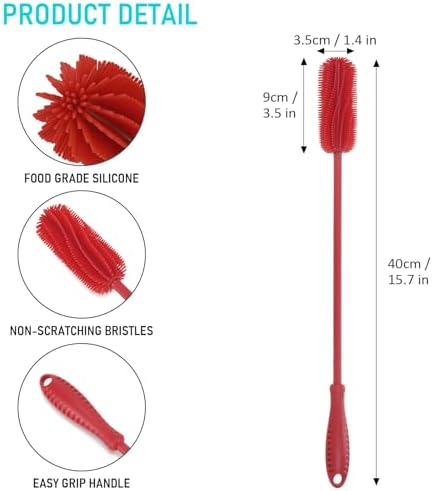 Silicone Bottle Brush, 15.7" Water Bottle Cleaner Brush - Image 3