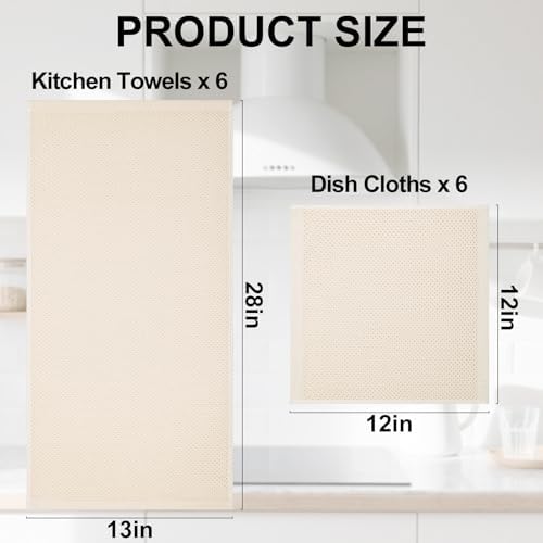 Homaxy 12 Pack 100% Cotton Kitchen Towels and Dishcloths Set, Mixed Color - Image 4