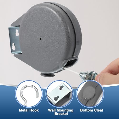 uxcell 39ft Retractable Clothesline Outdoor Indoor, Heavy Duty PVC Clothes Line - Image 3