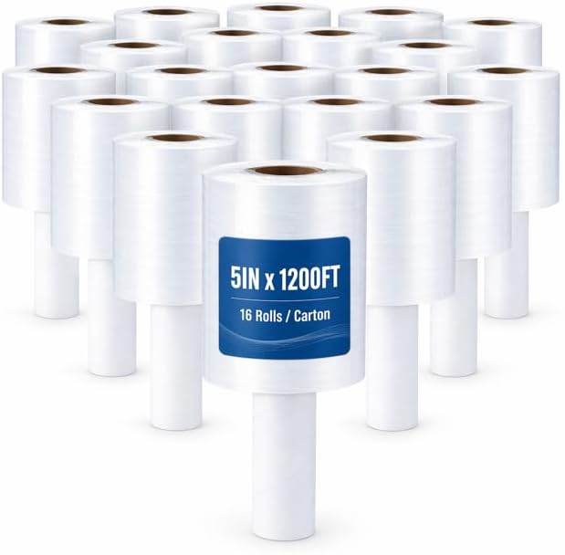Polysells 16 Rolls 5" x 1200ft MIni Roll Stretch Film by POLYSELLS