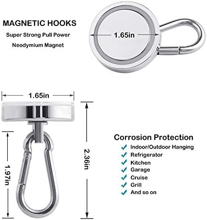 WELLZEER Magnetic Hooks 170lbs Magnet Hooks Carabiner - Image 5