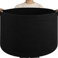 OIAHOMY 115L Extra Large Blanket Basket Living Room Laundry Basket Black by MasterofSpaceOptimization