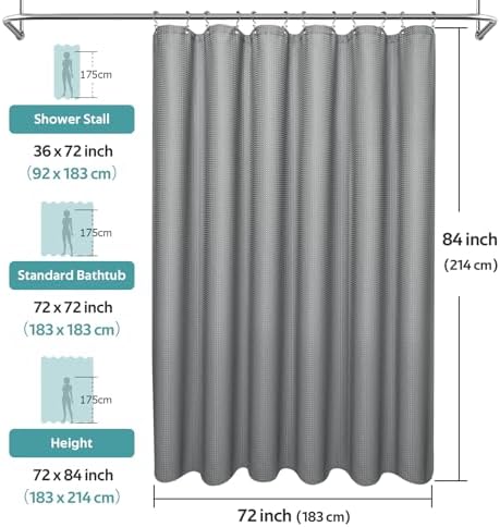 Vipfree 3 in 1 Shower Curtain Set, Waffle Shower Curtain and Liner Set - Image 6