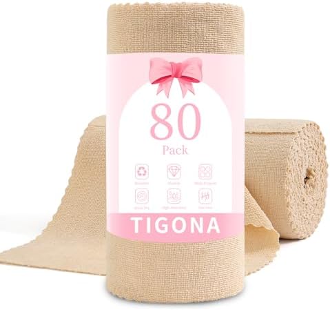 80 Pack Microfiber Cleaning Cloth Roll, Lint Free Rags & Tear Away Reusable by Tigona